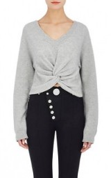 T BY ALEXANDER WANG Twist-Front Wool-Cashmere Crop Sweater ~ stylish sweaters ~ knitwear