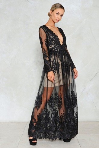 Nasty Gal Take ‘Em Down Mesh Dress – long black sheer dresses - flipped
