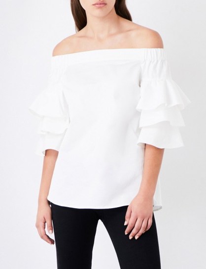 TED BAKER Inbo off-the-shoulder stretch-cotton top - flipped