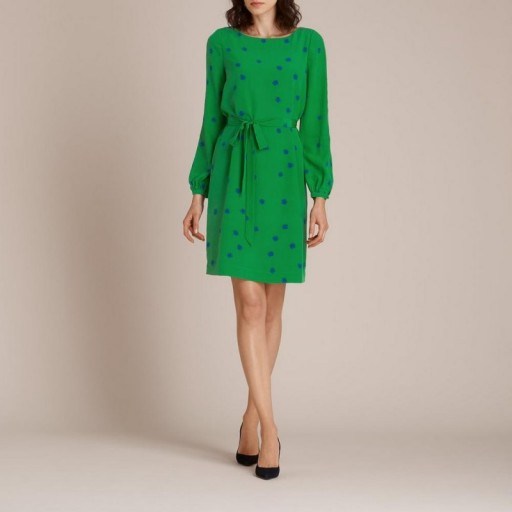 L.K. Bennett TEKA GREEN SILK PRINTED DRESS ~ classic style dresses - flipped