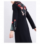 TEMPERLEY LONDON Creek double-breasted cotton coat ~ black floral embroidered coats