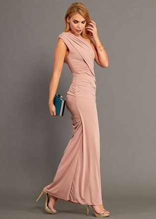 GORGEOUS COUTURE The Bailey Maxi Dress / dusky pink one shoulder evening gowns