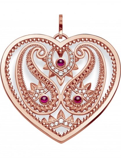 THOMAS SABO Oriental Heart 18ct rose gold plated sterling silver pendant - flipped