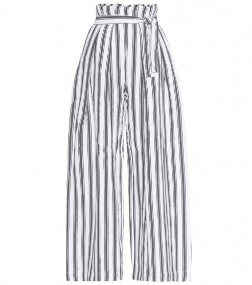 THREE GRACES LONDON Striped linen and cotton trousers | wide leg pants - flipped