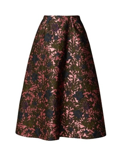 ERDEM Tiara floral-jacquard midi skirt - flipped