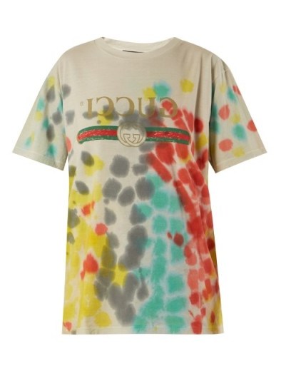 GUCCI Tie-dye logo-print T-shirt ~ casual style t-shirts - flipped