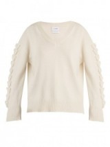 BARRIE Troisieme Dimension V-neck cream cashmere sweater