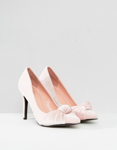 True Decadence Knotted Velvet Court Shoes ~ pink courts - flipped