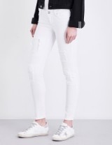 TRUE RELIGION Casey distressed super skinny low-rise jeans | white denim