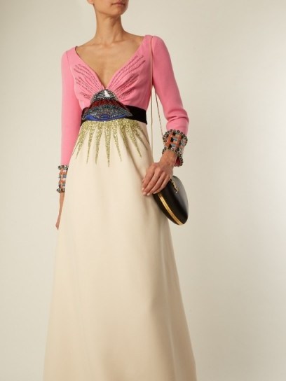 GUCCI UFO-embroidered wool-blend gown - flipped