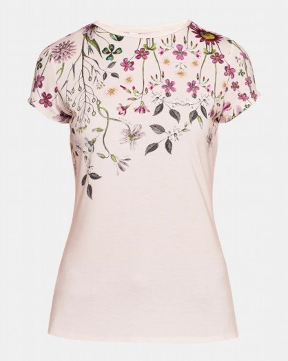 Ted Baker EBONIE UNITY FLORAL FITTED TEE ~ pale pink tees ~ pretty t-shirts - flipped