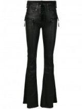 UNRAVEL PROJECT lace up flared trousers | black leather flares