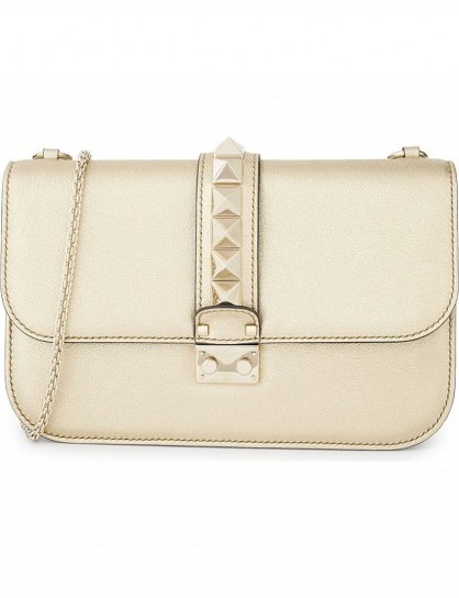 VALENTINO Metallic leather cross-body bag ~ gold stud embellished bags - flipped