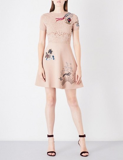 VALENTINO Tattoo-print knitted mini dress - flipped