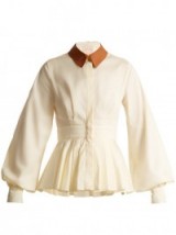 ROKSANDA Vanda pleated cotton-poplin blouse ~ chic fitted-waist cream blouses