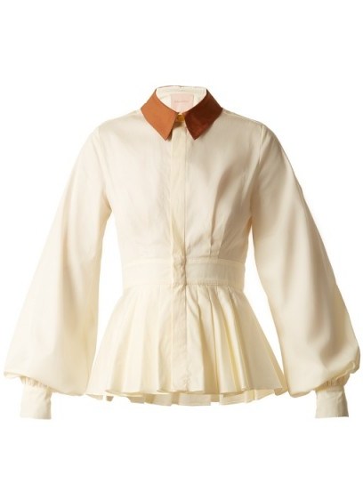 ROKSANDA Vanda pleated cotton-poplin blouse ~ chic fitted-waist cream blouses - flipped