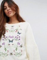 Vero Moda Embroidered Sweater | floral sweatshirts | winter white tops