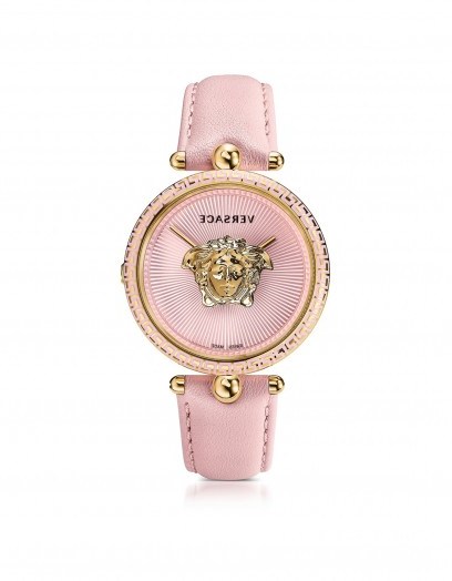 VERSACE Palazzo Empire Pink and PVD Plated Gold Women’s Watch w/3D Medusa - flipped