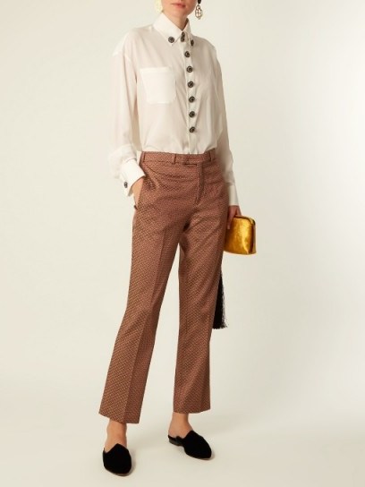ETRO Violante floral-jacquard cropped trousers - flipped