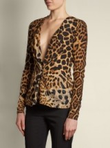 SAINT LAURENT V-neck leopard-print silk blouse