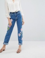 Warehouse Embroidered Jeans – floral denim