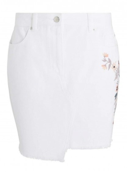 MISS SELFRIDGE White Embroided Denim Skirt - flipped