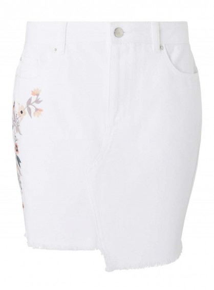 MISS SELFRIDGE White Embroided Denim Skirt