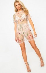 pretty little thing WHITE EMBROIDERED MESH T SHIRT DRESS – sheer party dresses