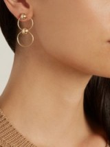 LOREN STEWART Yellow-gold earrings ~ double hoop drop earrings