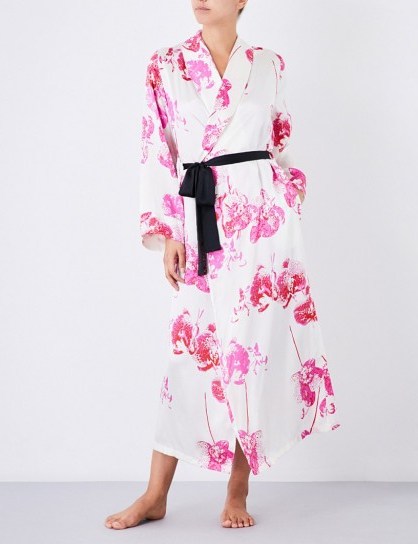 YOLKE Orchid Silk Dressing Gown ~ floral gowns - flipped