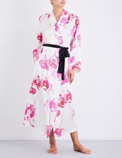 YOLKE Orchid Silk Dressing Gown ~ floral gowns