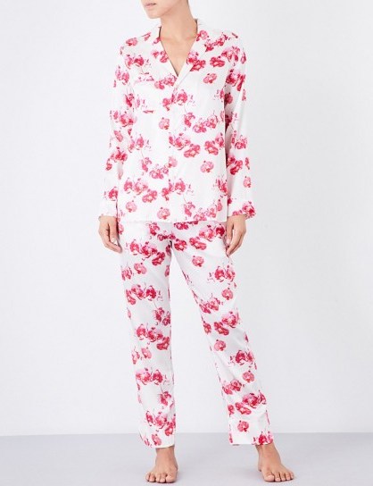 YOLKE Orchid silk-satin pyjama set ~ floral pyjamas - flipped