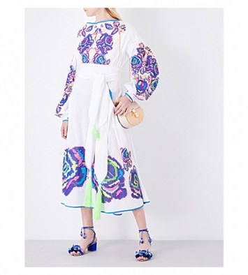 YULIYA MAGDYCH Love Confession embroidered cotton midi dress ~ white floral dresses - flipped
