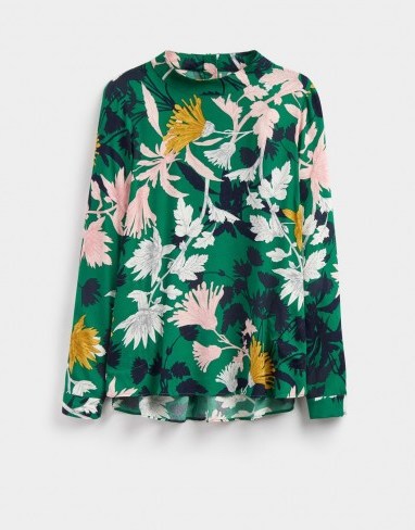 JOULES ADA HIGH NECK WOVEN TOP / green floral tops - flipped