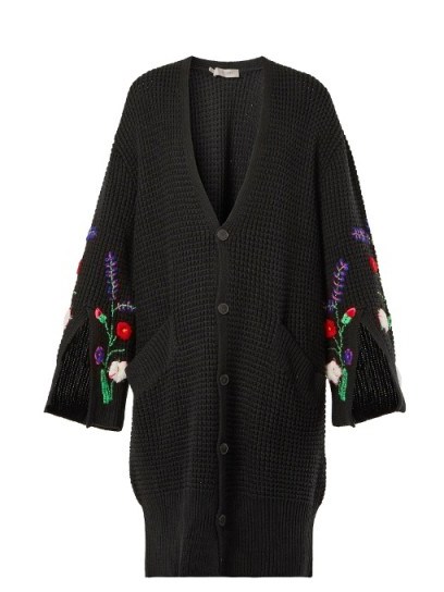 PREEN LINE Ada oversized floral-embroidered knit cardigan - flipped