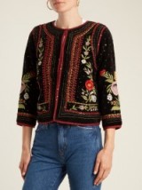 VELVET BY GRAHAM & SPENCER Adara embellished floral-embroidered velvet jacket | luxe jackets