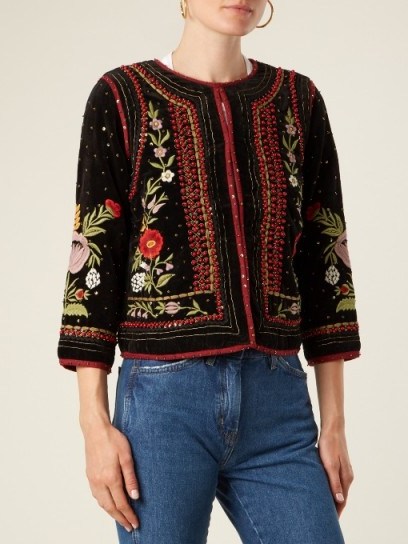 VELVET BY GRAHAM & SPENCER Adara embellished floral-embroidered velvet jacket | luxe jackets - flipped