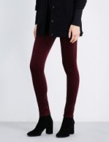 AG Farrah super-skinny high-rise velvet jeans – dark red trousers