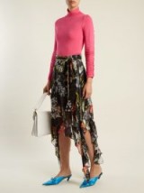 PREEN BY THORNTON BREGAZZI Alanis dandelion-print silk-devoré skirt | handkerchief hem skirts