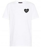 ALEXACHUNG Lonely Hearts Club slogan cotton T-shirt ~ white round neck t-shirts