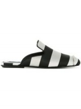ALEXANDER WANG Jaelle mules | black and silver stripe leather flats