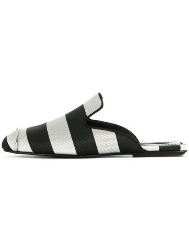 ALEXANDER WANG Jaelle mules | black and silver stripe leather flats - flipped