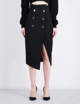 ALEXANDRE VAUTHIER Double-breasted wool midi skirt | smart black asymmetric skirts