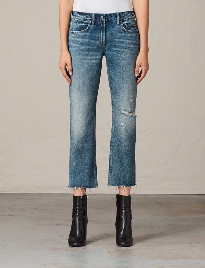 ALLSAINTS Serene frayed-hem cropped mid-rise jeans Mid indigo blu - flipped