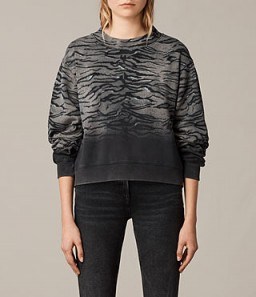 ALLSAINTS TYGR LEIA SWEATSHIRT | black animal print sweatshirts - flipped
