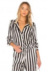 ANINE BING STRIPED PAJAMA SHIRT | black and white stripe pyjama shirts | silk fashion pyjamas