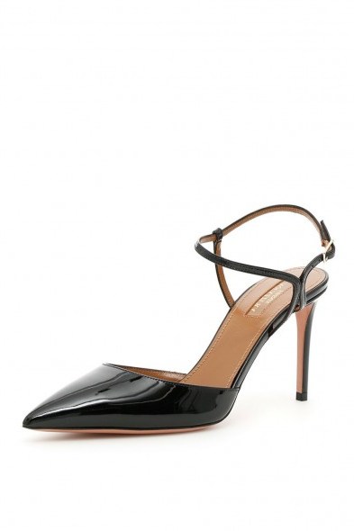 AQUAZZURA Amandine pumps ~ chic black patent shoes - flipped