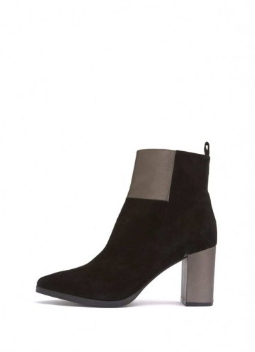 Mint velvet ARIA BLACK METALLIC BLOCK BOOT / suede ankle boots - flipped