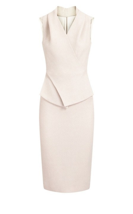 Roland Mouret ARLESEY DRESS – ecru wrap style pencil dresses - flipped