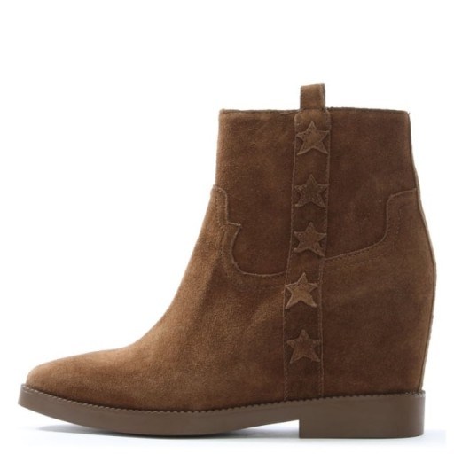 ASH Goldie Tan Suede Concealed Wedge Ankle Boots - flipped